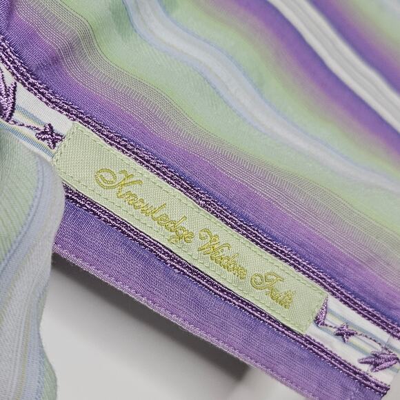 Robert Graham Purple & Green Button Down Shirt with Paisley Flip Cuffs, size 4 - Picture 3 of 8